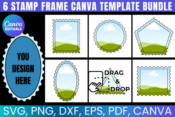 Download 6 Stamp Frame Canva Template Bundle - Canva template Collection