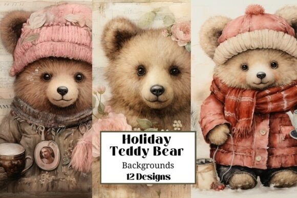Download 12 Holiday Pink Teddy Bear Illustrations - Bear illustration Collection