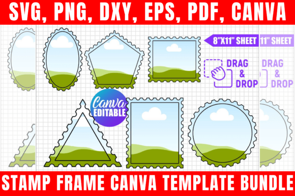 Download Stamp Frame Canva Template Bundle - Canva template Collection