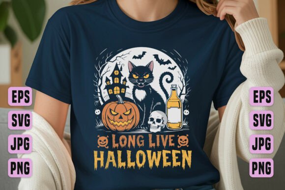 Download Long Live Halloween Cat Pumpkin Art - Premium Bundle